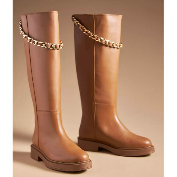 Anthropologie Shoes - ALOHAS Brown Leather Lug Chunky Sole Pier Tall Boots Chain sz 39 Anthropologie
